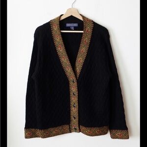 Herman Geist Vintage Cable Knit Wool Cardigan